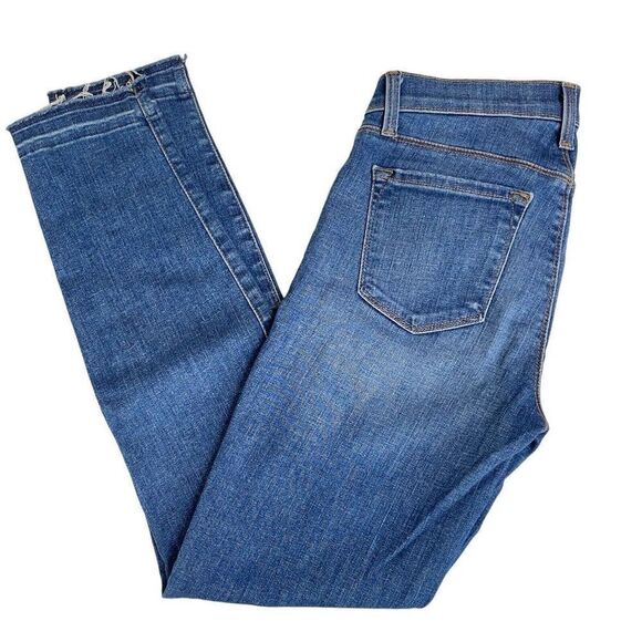 J Brand Blue Wave Capri Jeans Size 25 Med Dark Wash Raw Hems Stretch USA - Picture 4 of 8